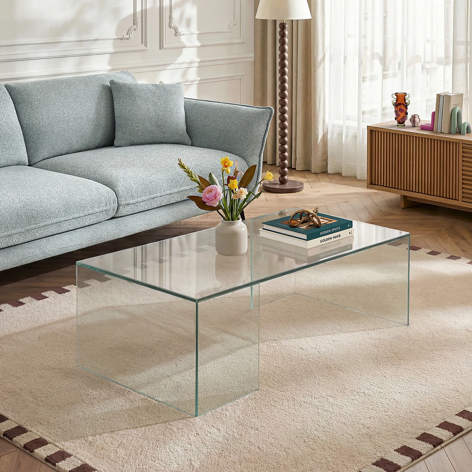 Alyssa - Couchtisch rechteckig aus Sicherheitsglas - Bernsteinbraun